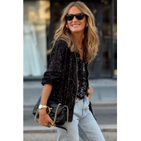 Black Sequin Zipper-up Jacket