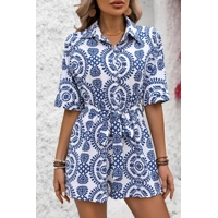 Blue Mandala Printed Short Sleeve..