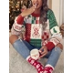 Christmas Pattern Crew Neck Knitted Sweater, Ele..