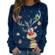Christmas Reindeer Print Pullover Sweatshirt, Ca..
