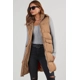 Coffee Quilted Pocketed Long Puffer Vest Coat