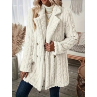 Double-breasted Fuzzy Lapel Coat,..