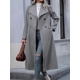 Double Breasted Pockets Longline Coat, Elegant L..