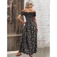 Floral Off Shoulder Cap Sleeve Sl..