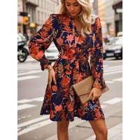 Floral Black and Orange Dress