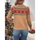 Geo Pattern Crew Neck Pullover Sweater, Casual L..