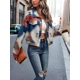Geo Print Single-breasted Jacket, Casual Collare..