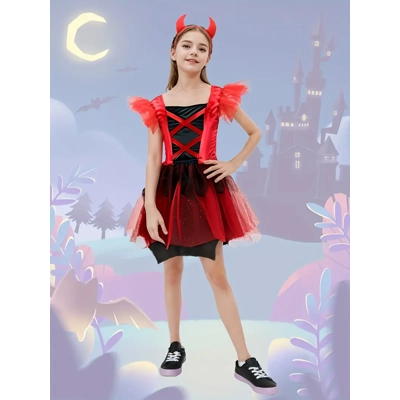 Girls Fun & Cute Devil Dress Up Outfit
