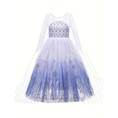 Girls Stunning & Elegant Long Sleeve Snowflakes Patter