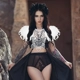 Gothic Women Poncho Collar Natural Feather Short..