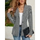 Houndstooth Print Button Front Blazer, Casual La..