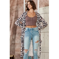 Leopard Side Pocket Open Front Du..