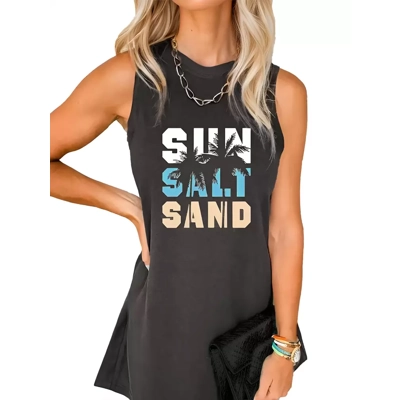 Letter Printing Round Neck Knit A-line Dress