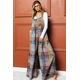 Multicolour Brushed Checkered Wide Leg Overalls