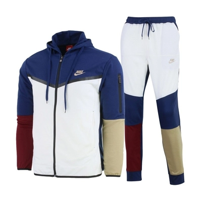 Nike Sportswear Colorblock Tech Men's Fleece Hoodie & Pants Set Multi Burgundy