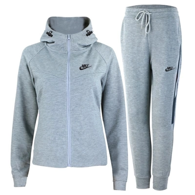 Nike Women's Sportswear Tech Windrunner Fleece Hoodie & Pants 2 Pc Set Gray