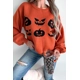 Orange Halloween Pumpkin Face Pattern Drop Shoul..