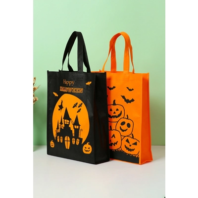 Black Pumpkin Bat Witch Printed Halloween Gift Bag
