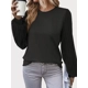 Round Neck Lantern Long Sleeve Knit Blouse