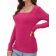 Square Neck Long Sleeve T-shirt