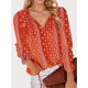 V-neck Lantern Long Sleeve Blouse