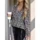 V-neck Lantern Long Sleeve Blouse