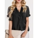 V-neck Puff Short Sleeve Blouse