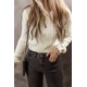 White Solid Cable Knitted Sweater