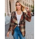 Women's Plaid Jacket - Stylish Open Front Outwea..
