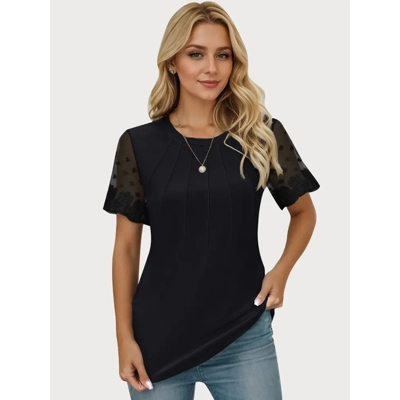Wrinkle Round Neck Short Sleeve T-shirt
