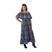 Ankara Print Front-frill Long Dress - ONE SIZE