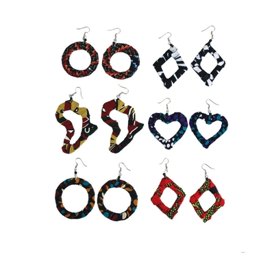 Set of 6 Kitenge Design Earrings - ASSORTED