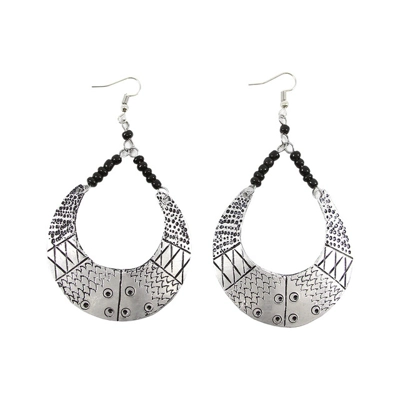 Kenyan Etched Crescent Earrings