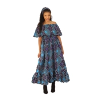Ankara Print Front-frill Long Dress - ONE SIZE