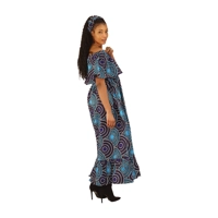 Ankara Print Front-frill Long Dress - ONE SIZE