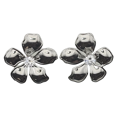Stud earrings with flowers and zirconia INAGLAM