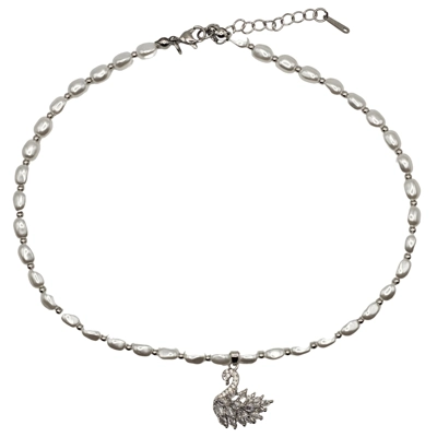 Necklace with pearls and swan with zirconia INAGLAM Necklace with pearls and swan with zirconia INAGLAM