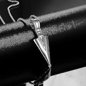 Mens Black Arrowhead Pendant Necklace