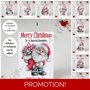 A5 or A4 Personalised Card - Merry Christmas - Santa - Any Relations - D.1-10