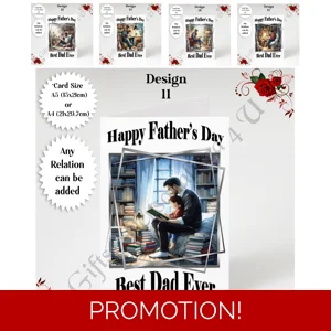 A5 or A4 Personalised Greeting Card - Happy Father's Day - Reading - Any Relation - D.11-15