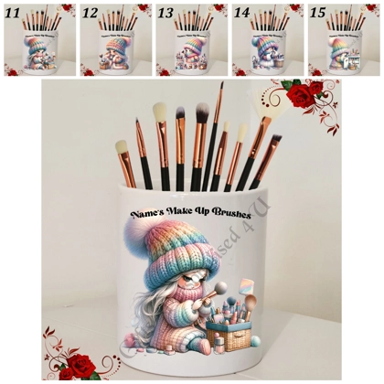 Personalised Ceramic Make Up Brush Holder - Gnome – Name’s Make Up Brushes – Designs 11-15