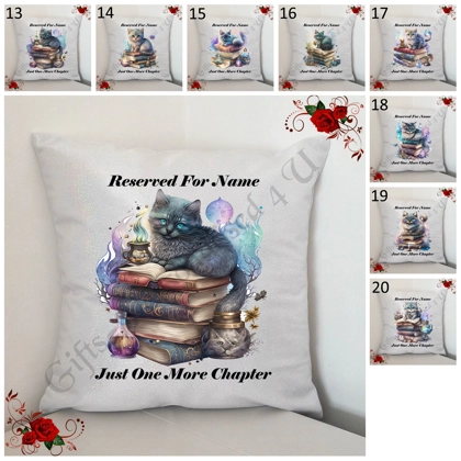 Personalised 16" Silver Glitter Cushion - Book Lovers - Reserved For Name - Designs 13-20