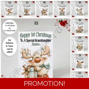 A5 or A4 Personalised Card - Baby - Happy 1st Christmas - Any Relation & Name - D.13-22