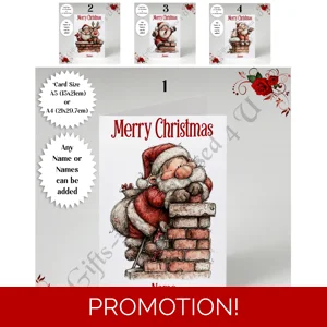 A5 or A4 Personalised Card - Merry Christmas - Santa - Name or Names - D.1-4