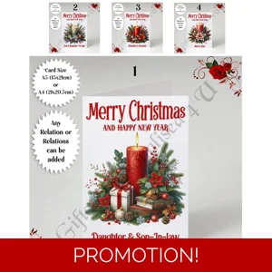 A5 or A4 Personalised Card - Merry Christmas - Candle - Any Relations - D.1-4