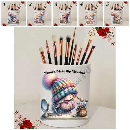 Personalised Ceramic Make Up Brush Holder - Gnome – Name’s Make Up Brushes – Designs 1-5