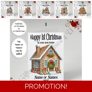 A5 or A4 Personalised Card - Happy 1st Christmas - New Home - Name or Names - D.1-6