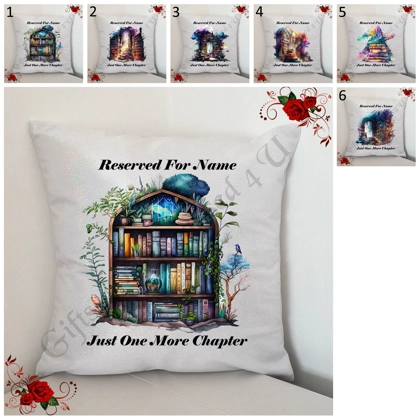 Personalised 16" Silver Glitter Cushion - Book Lovers - Reserved For Name - Designs 1-6