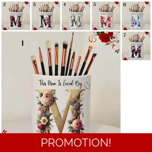 Personalised Ceramic Make Up Brush Holder - This Mum / Mummy / Mam / Mom Is Loved By Name – D.1-7