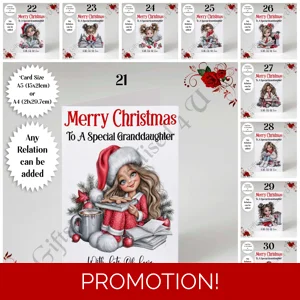 A5 or A4 Personalised Card - Merry Christmas - Book Lover - Any Relation - D.21-30